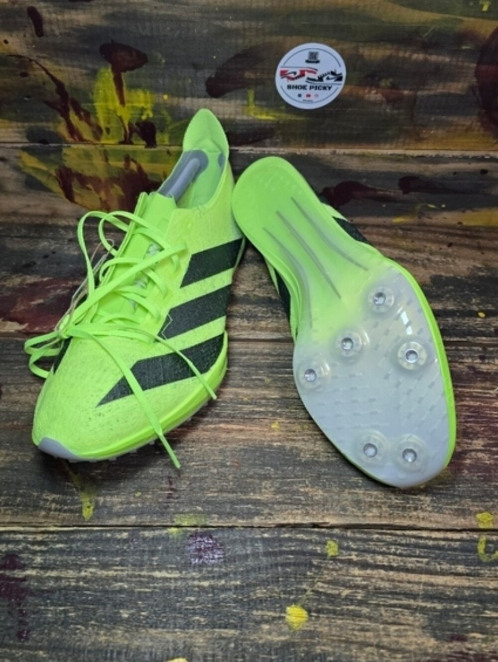 Adidas Adizero Prime SP 3 Strung Spikes Neon Lucid Lemon IH5800 Men’s Sz 7 New - Picture 7 of 8